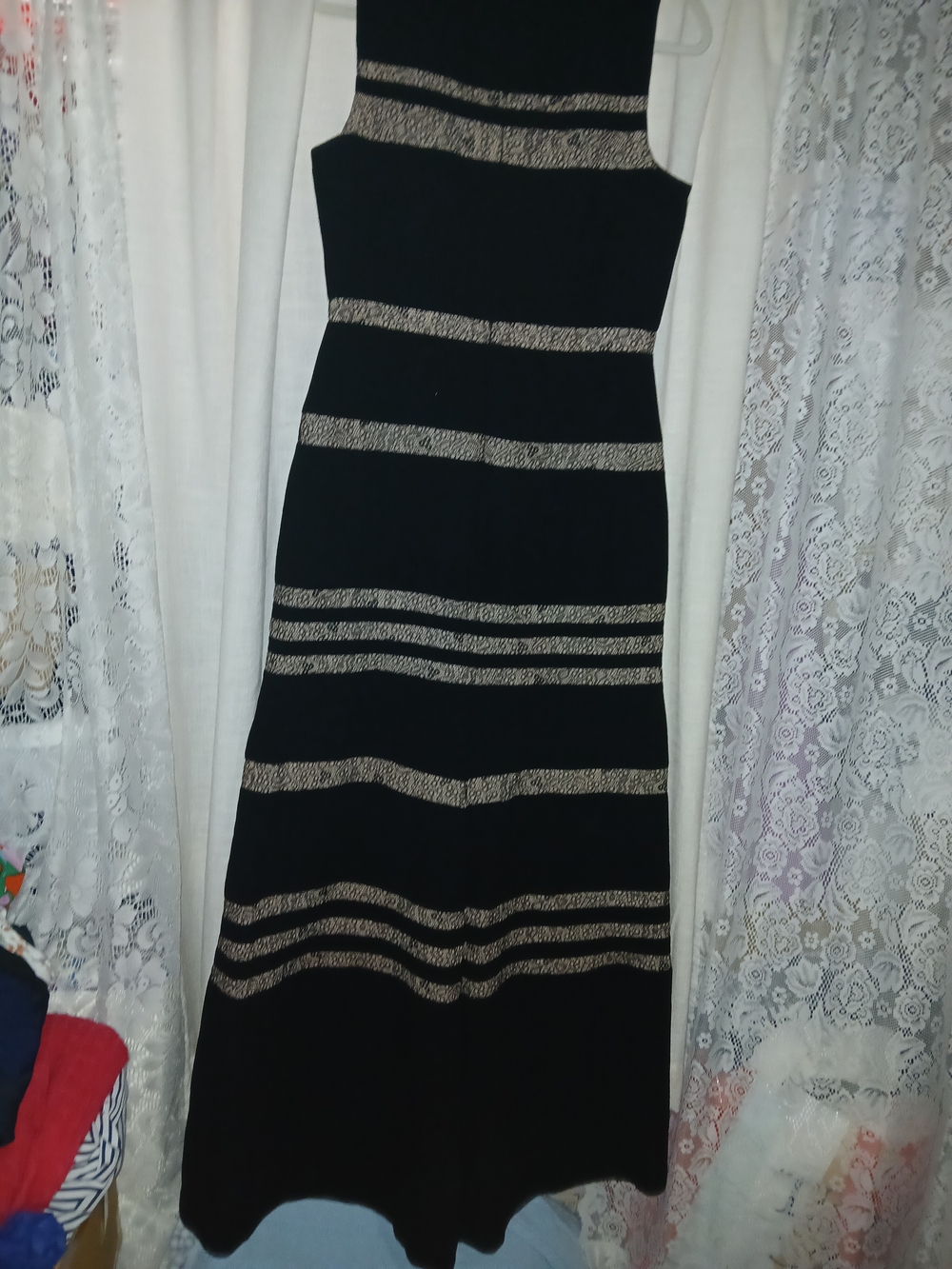 BCBGMaxAzria Black Maxi Dress with Sheer Lace Banding - Picture 7 of 7
